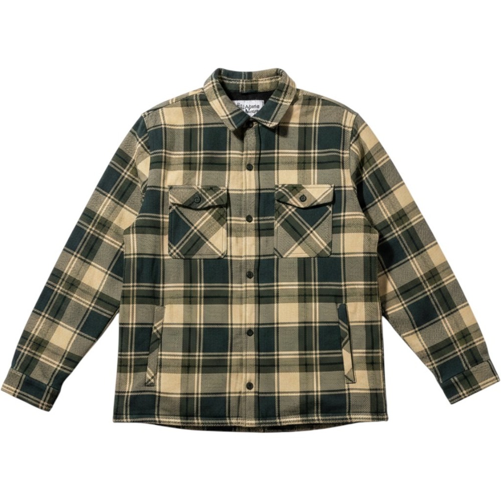 Alpine Design Mens XL Green Plaid Quilted Flannel Shirt Jacket Button Up Pockets